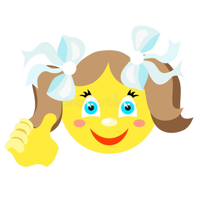 Smiley Girl With A Thumbs Up Gesture Stock Vector Illustration Of Emoji Devil