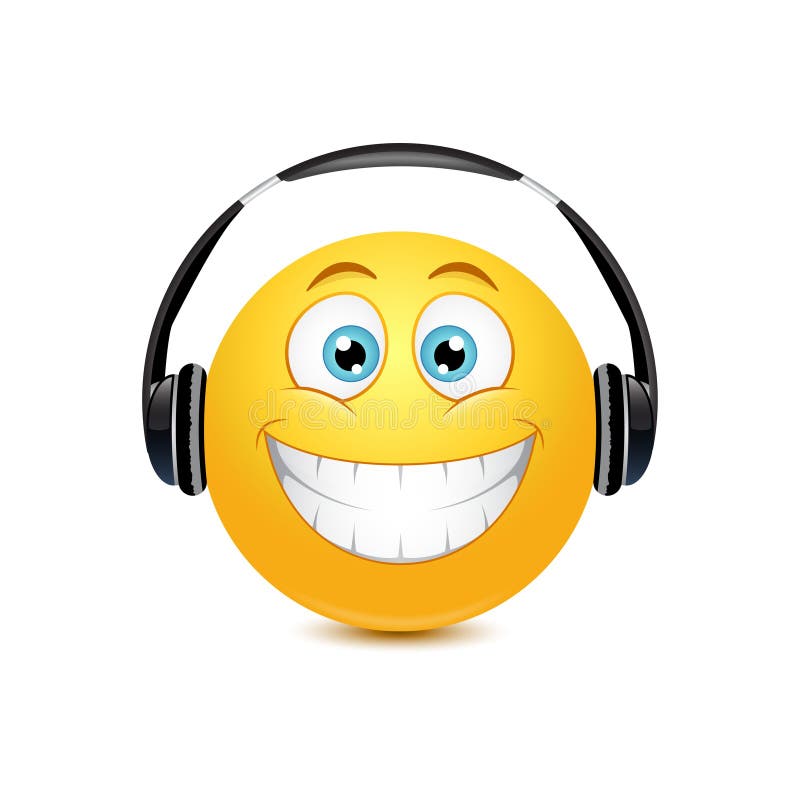 Smiley in the headphones stock vector. Illustration of mascot 38348391