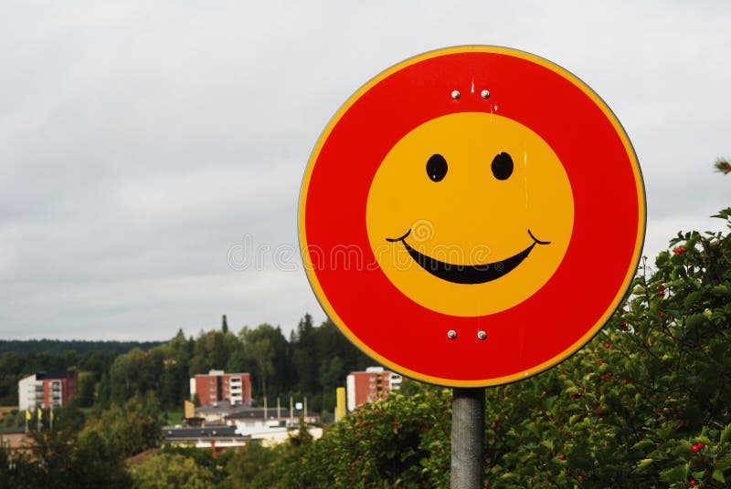 Smiley traffic sign