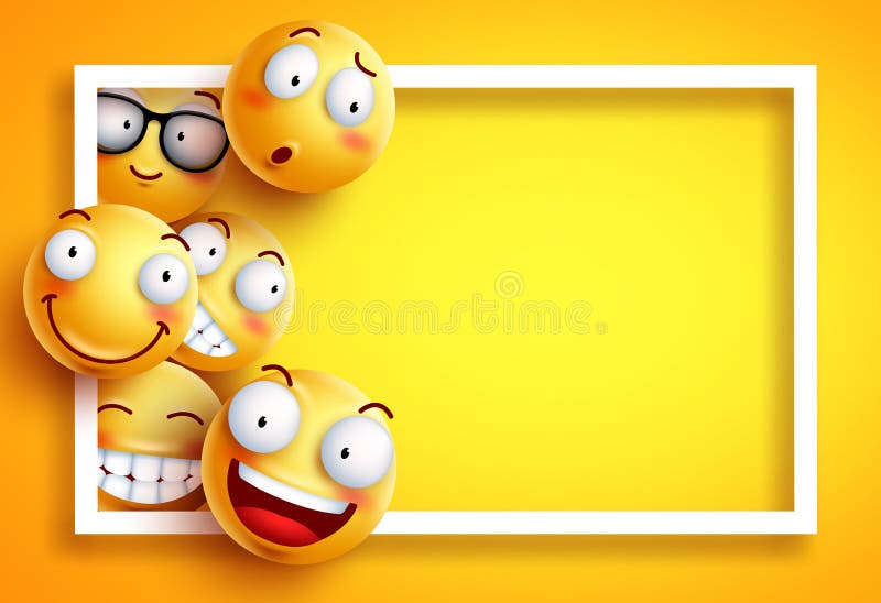 Smiley tła wektorowy szablon z żółtymi śmiesznymi smileys lub emoticons royalty ilustracja Smiley tła wektorowy szablon z żółtymi śmiesznymi smileys lub emoticons royalty ilustracja