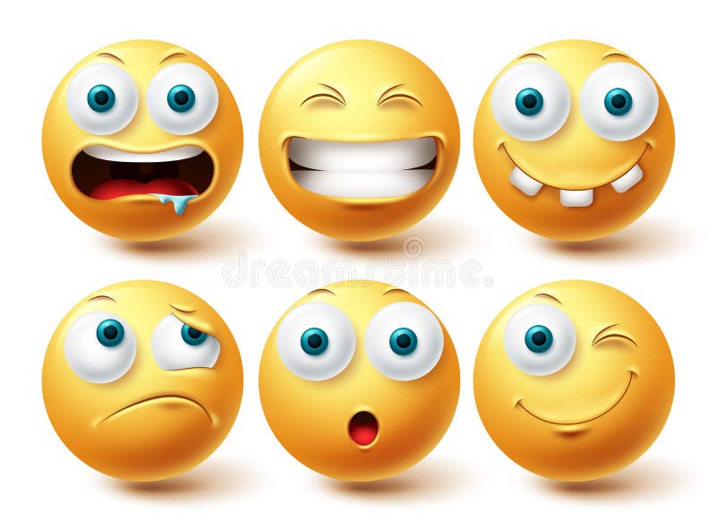 Smiley śmieszny wektor emoji. żółty emotikon śmieszny i rozczarowany ikona ilustracji