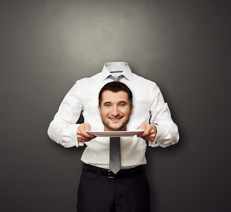 Smileyhoofd Zonder Hoofd Van De Mensenholding Stock Foto