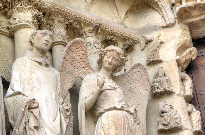 Smiling angel. Notre-Dame de Reims Cathedral. Reims, France