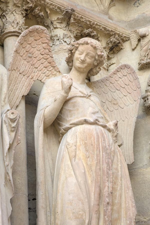 Smiling angel. Notre-Dame de Reims Cathedral. Reims, France