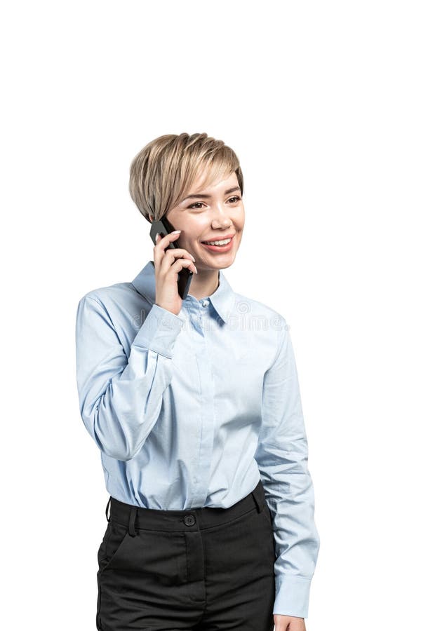 Smiling Asian businesswoman on smartphone royalty free stock image Smiling Asian businesswoman on smartphone royalty free stock image
