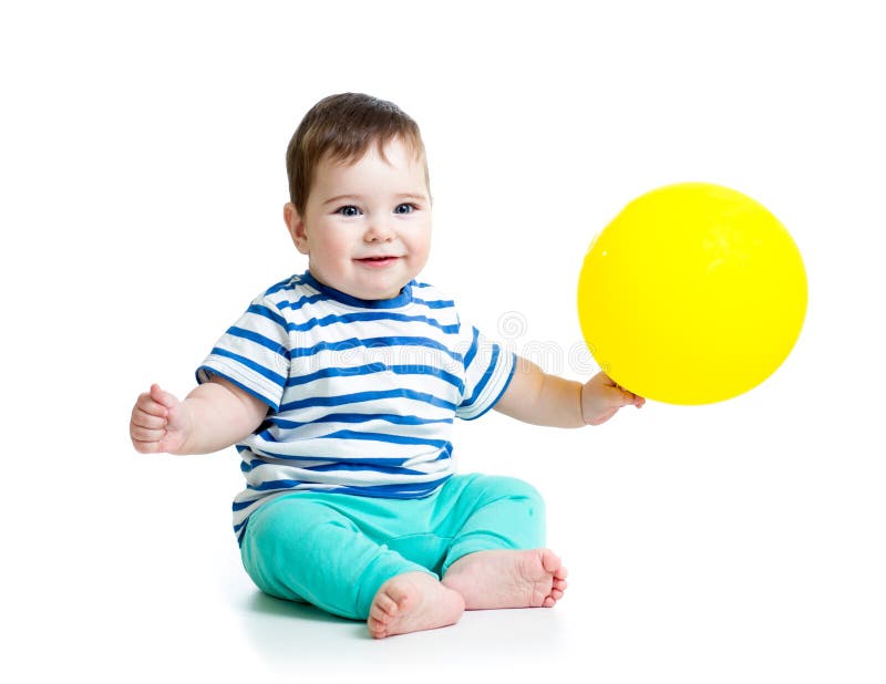 Smiling Baby Boy With Balloon In His Hand Stock Image Image Of Child Expression