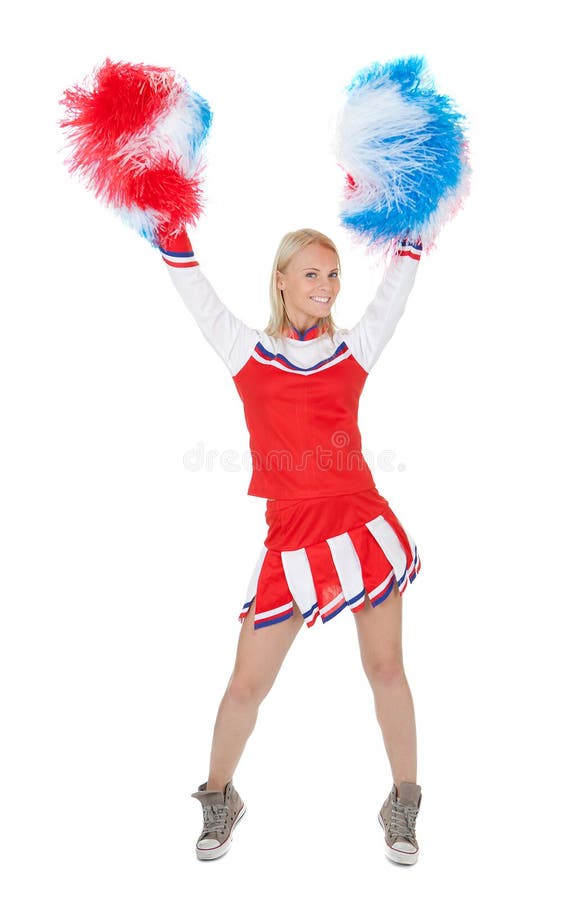 Cheerleaders In Uniform Holding Pom-Poms Stock Photo, Picture and Royalty  Free Image. Image 5428495.