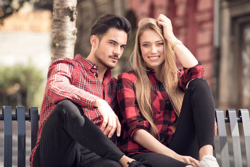 Smiling beautiful couple dating outdoors. stock image Smiling beautiful couple dating outdoors. stock image