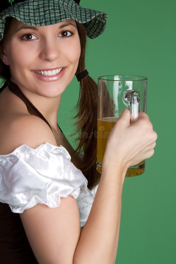 Smiling Beer Girl stock image. Image of people, female 12974761