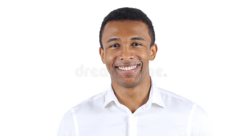 Smiling Afro-American Man, White Background