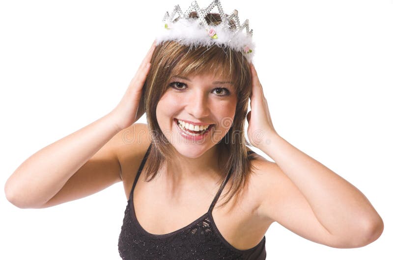 The smiling blonde in a crown