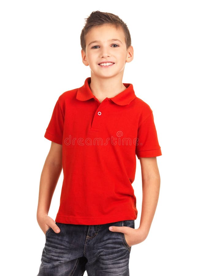 Smiling boy posing as a fashion model.