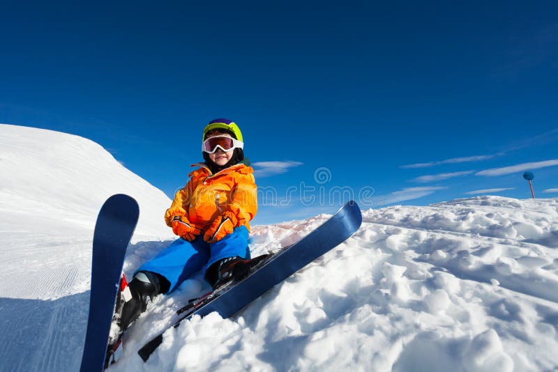 Smiling Boy Wearing Ski Mask and Helmet on Snow Stock Photo - Image of ...
