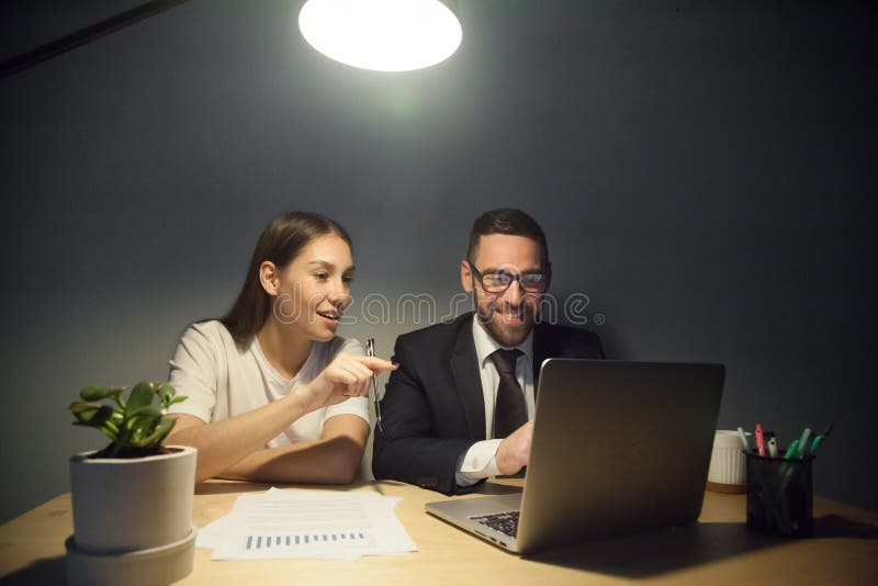 Colleagues Watching Funny Videos in Laptop during Work Break Stock Photo - Image of corporate, night: 117077728 Colleagues Watching Funny Videos in Laptop during Work Break Stock Photo - Image of corporate, night: 117077728