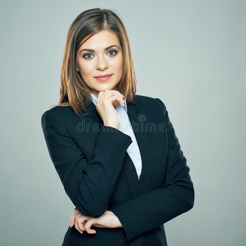 Smiling Business Woman Crossed Arms Isolated Portrait. Stock Photo ...