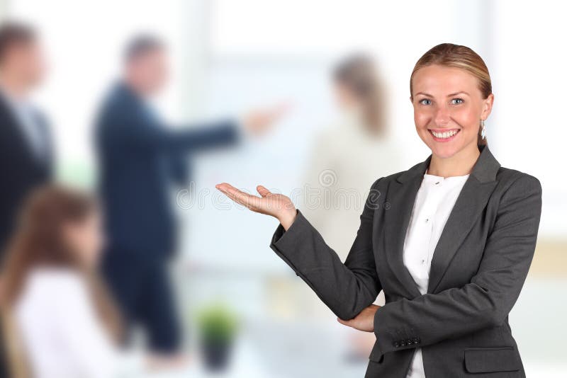 Smiling Business Woman Presenting Presentations Stock Image Image Of