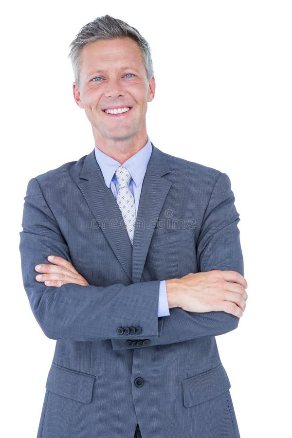 Smiling businessman with arms crossed against a white background. Cut smiling stock images, royalty-free photos and pictures