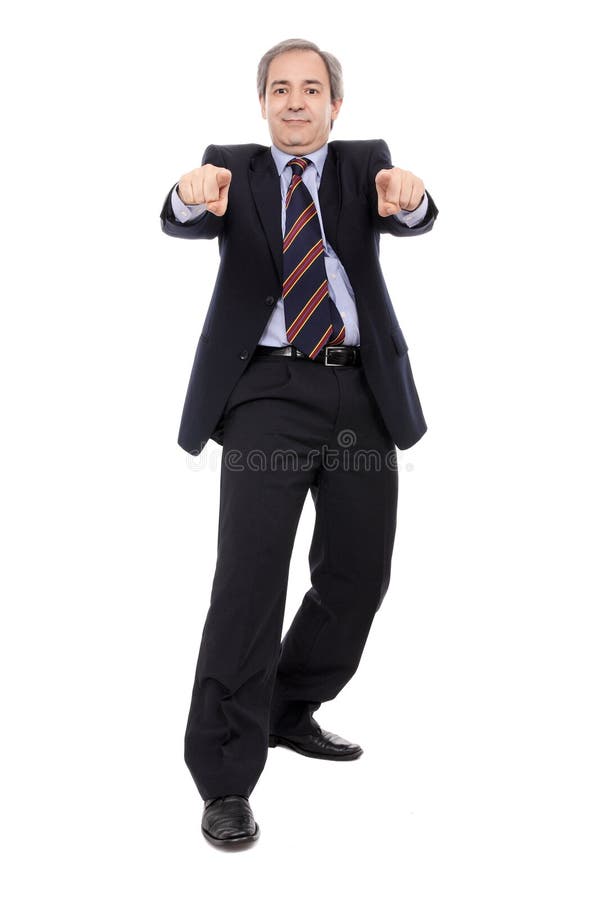 Smiling Businessman with hands pointing royalty free stock photos