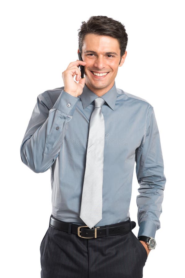 Smiling Businessman Talking On Cell Phone