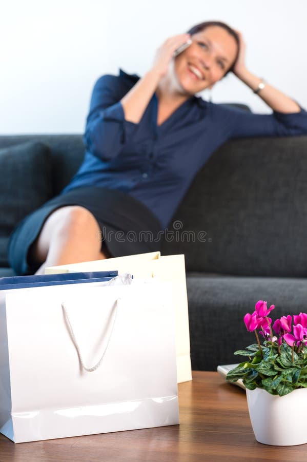 Businesswoman With Cell Phone Calling Stock Image Image