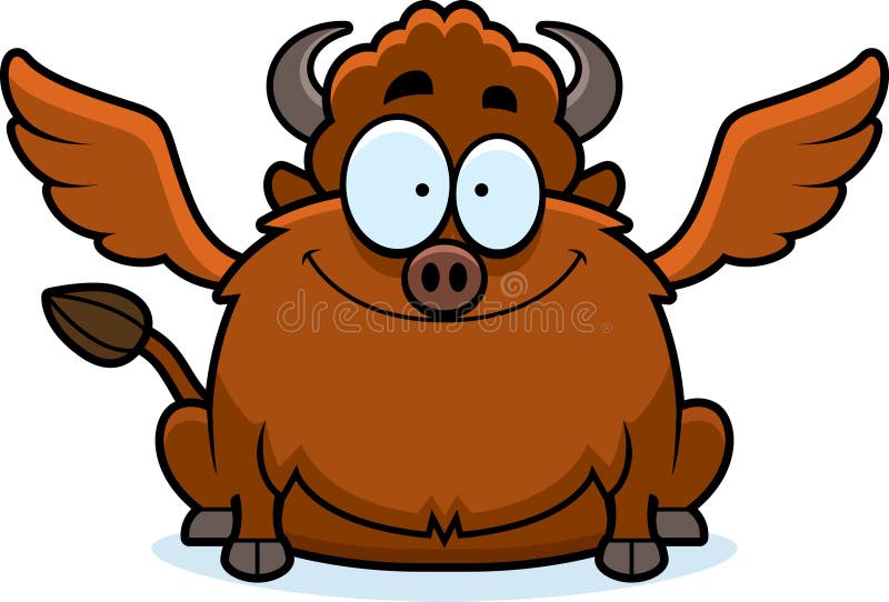 Smiling Cartoon Buffalo Wings Stock Vector Illustration of wisent
