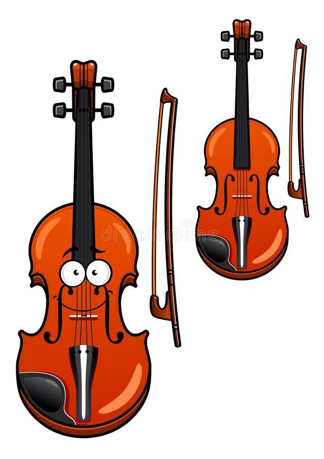 Smiling Cartoon Violin Character with Bow Stock Vector - Illustration of  family, chord: 52678866