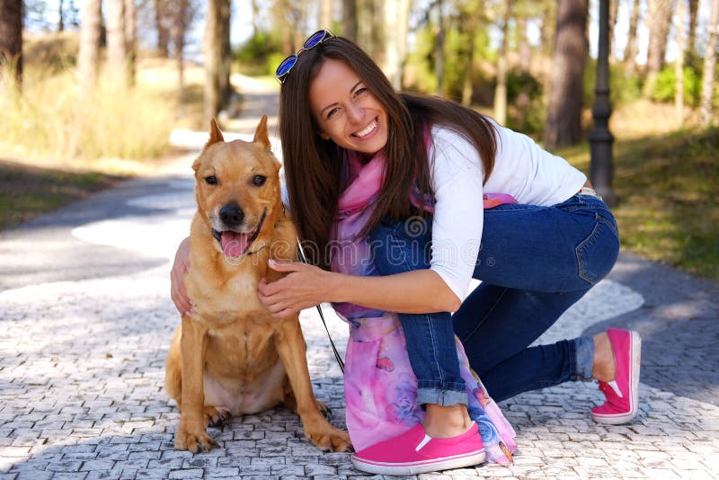 Casual Brunette Female with Her Br photo