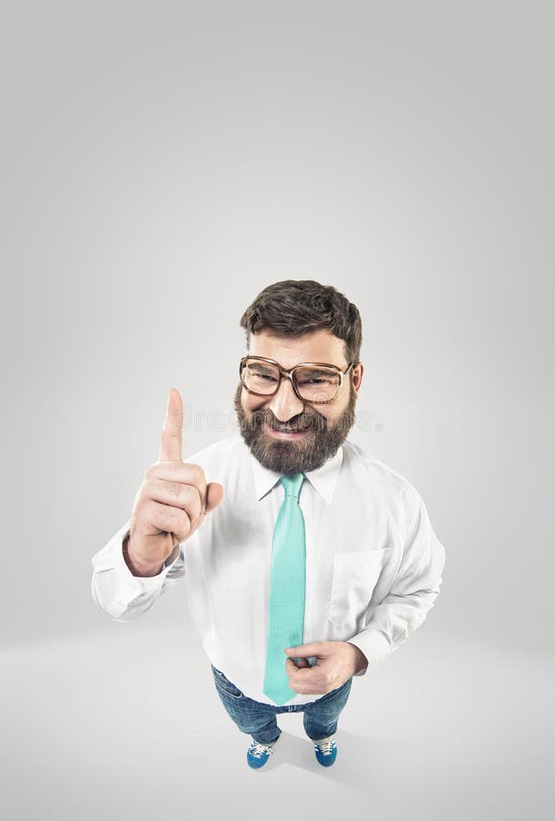 Smiling Clever Guy Raising His Finger Stock Image Image of happy