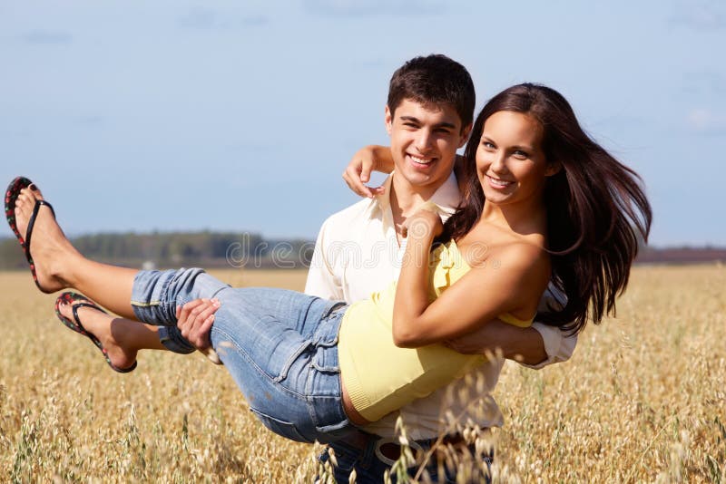 Young Man Carry Her Girlfriend on Hands Stock Image - Image of lifestyle, boyfri