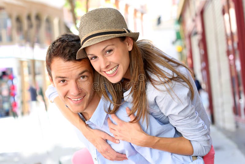 Smiling couple looking at camera stock image Smiling couple looking at camera stock image