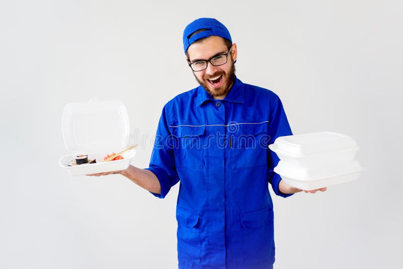 Smiling delivery guy royalty free stock photo