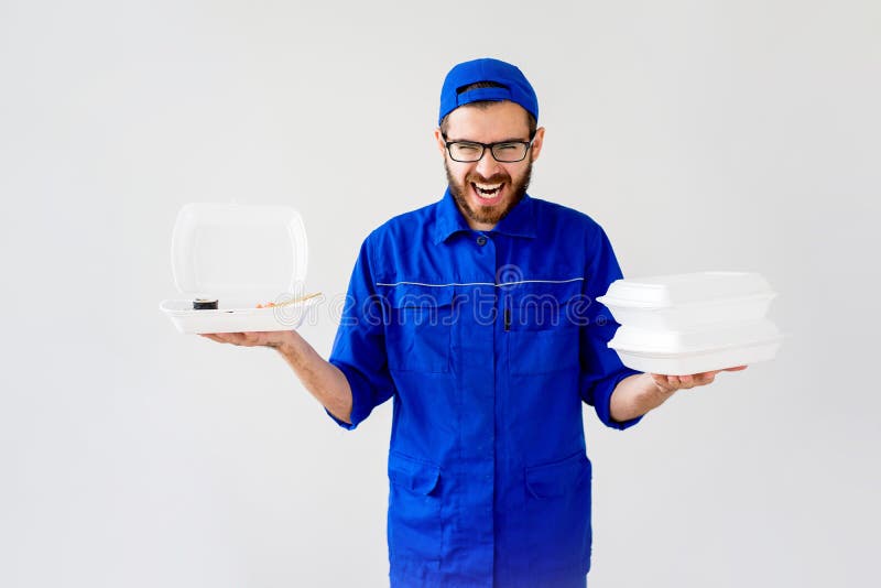 Smiling delivery guy royalty free stock images
