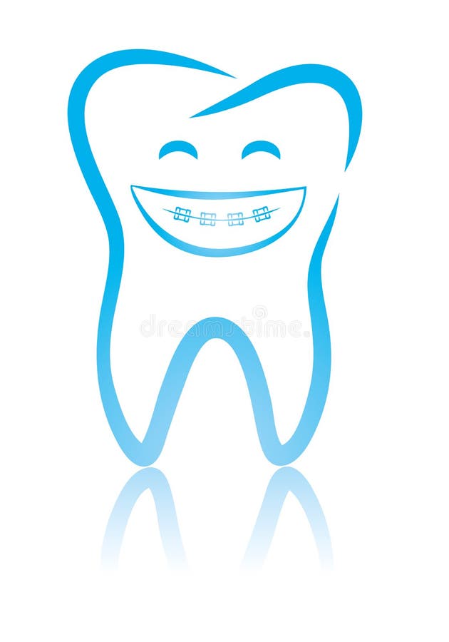 Smiling Dental Tooth With Braces Stock Vector - Illustration: 24225466