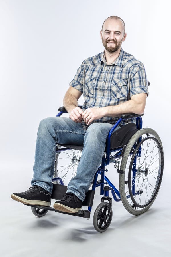 Wheelchair For Disabled People In Blue On A White Background Stock ...