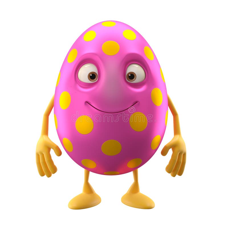 Smiling easter egg, funny 3D cartoon character