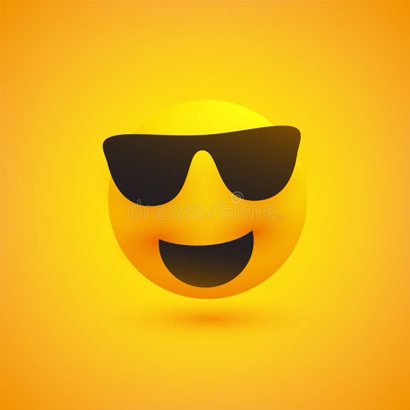 Emoji Sunglasses Smile. Like a Boss Emoticon Symbol Isolated on White Background. Vector