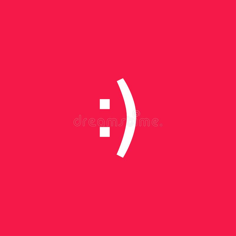 Smiling face expression icon vector illustration on red background stock illustration