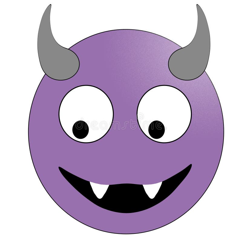 Smiling Face with Horns. Purple Devil Emoticon. Stock Illustration