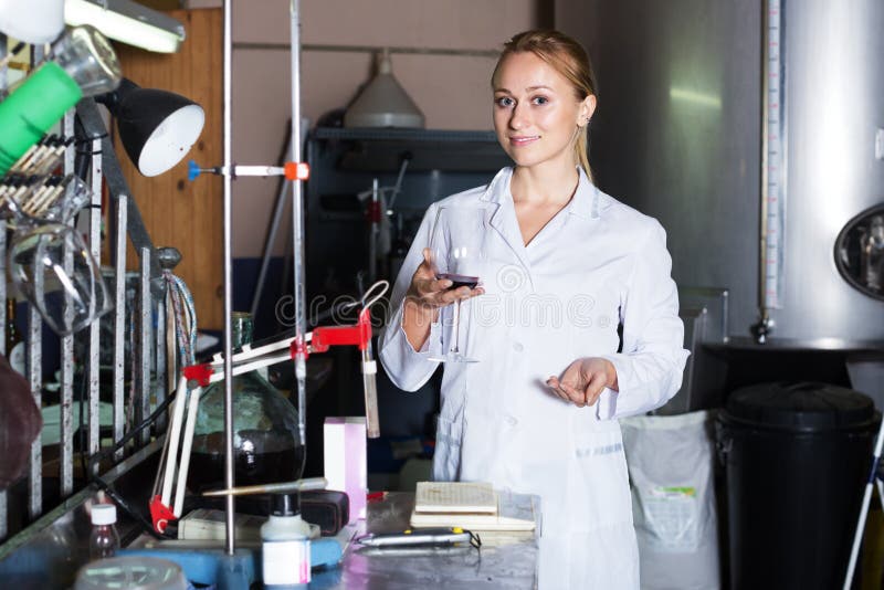 Winery Technician in Laboratory Stock Photo Image of manager, woman