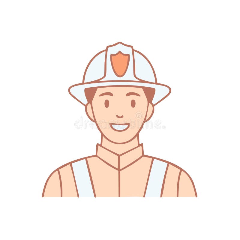 Smiling Firefighter in Protective Helmet and Uniform Illustration royalty free illustration