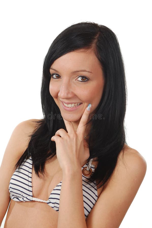 Smiling fitness woman. Isolated white background