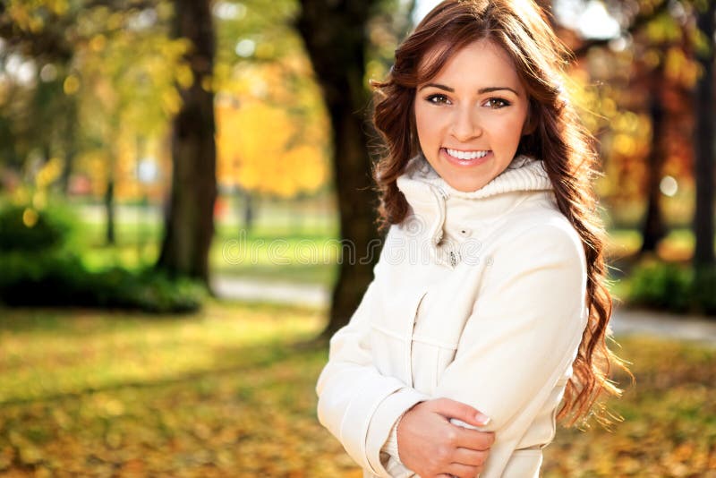 Cold autumn stock photo. Image of jacket, orange, female - 34668522