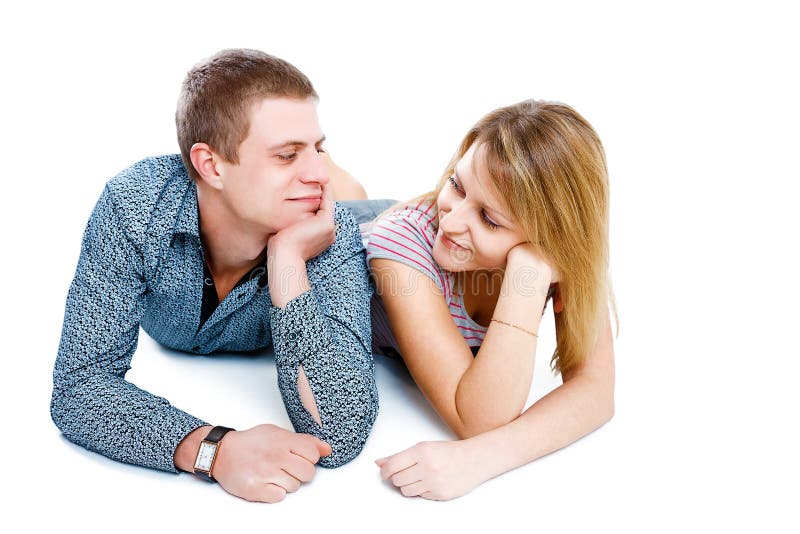 Smiling Girl and Boy Looking at Each Other Stock Image Image of