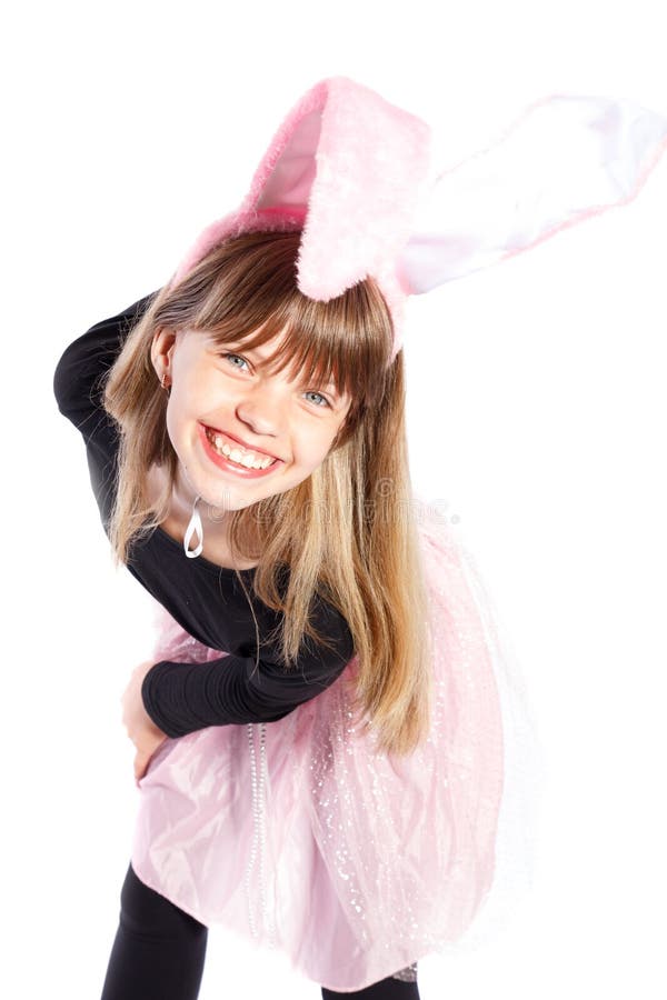 Smiling Girl with Bunny Ears Stock Photo Image of body, happy 28082308