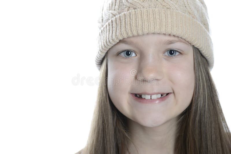 Smiling girl in cap stock image. Image of emotion, hairs 71453417