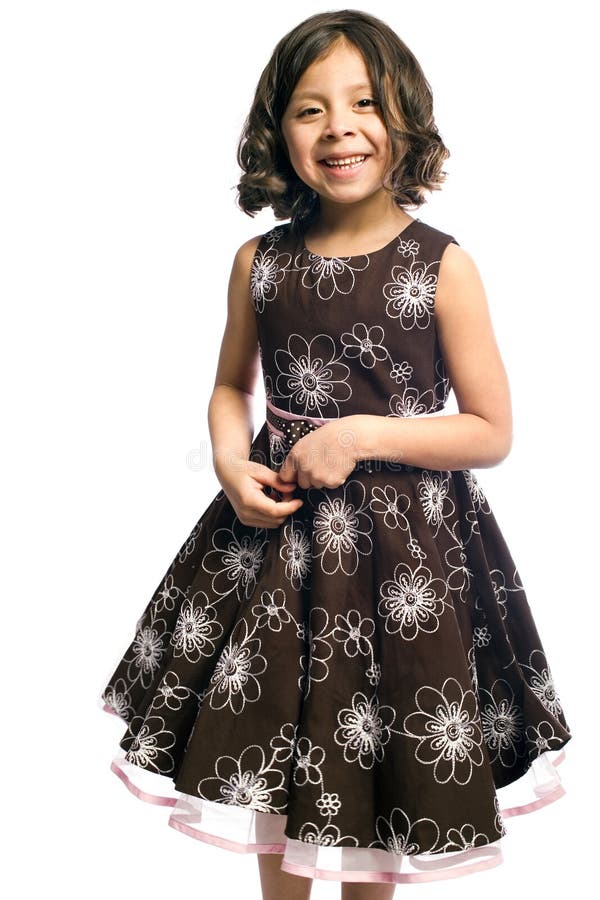 Smiling girl in party dress royalty free stock photo