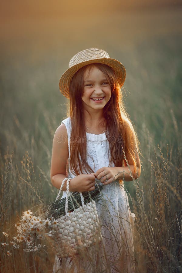 Smiling girl portrait flowers