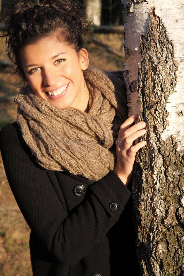 Smiling girl in sunset light