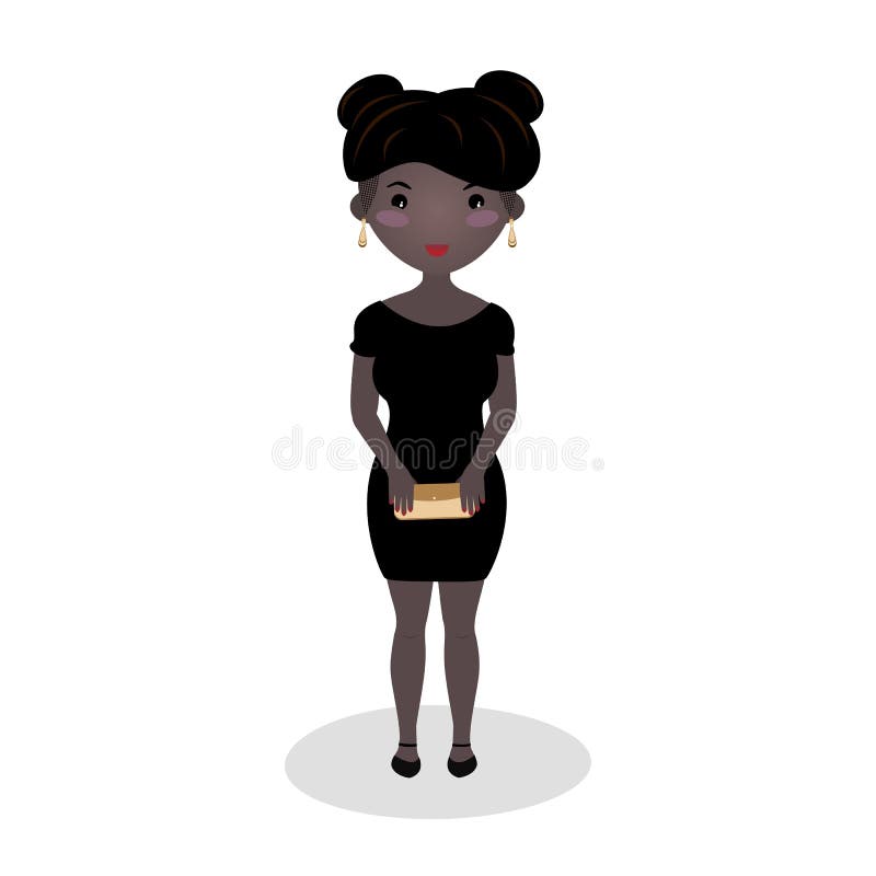 Girl Wearing Little Black Dress. Cartoon Character Stock Vector -  Illustration of date, american: 109944180