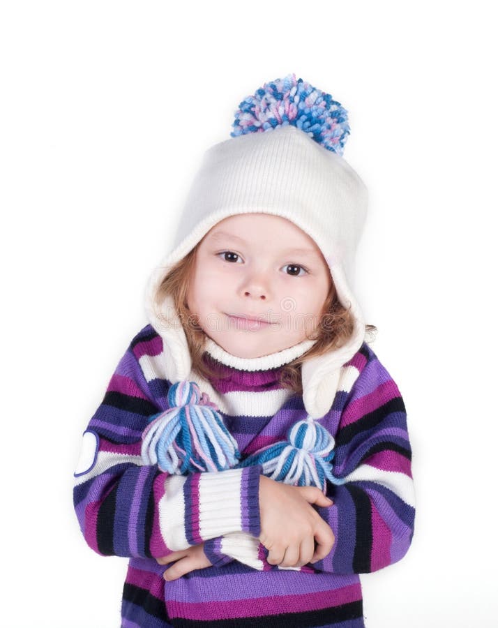 Smiling Girl in Winter Clothes Who is Cold Stock Image - Image of ...